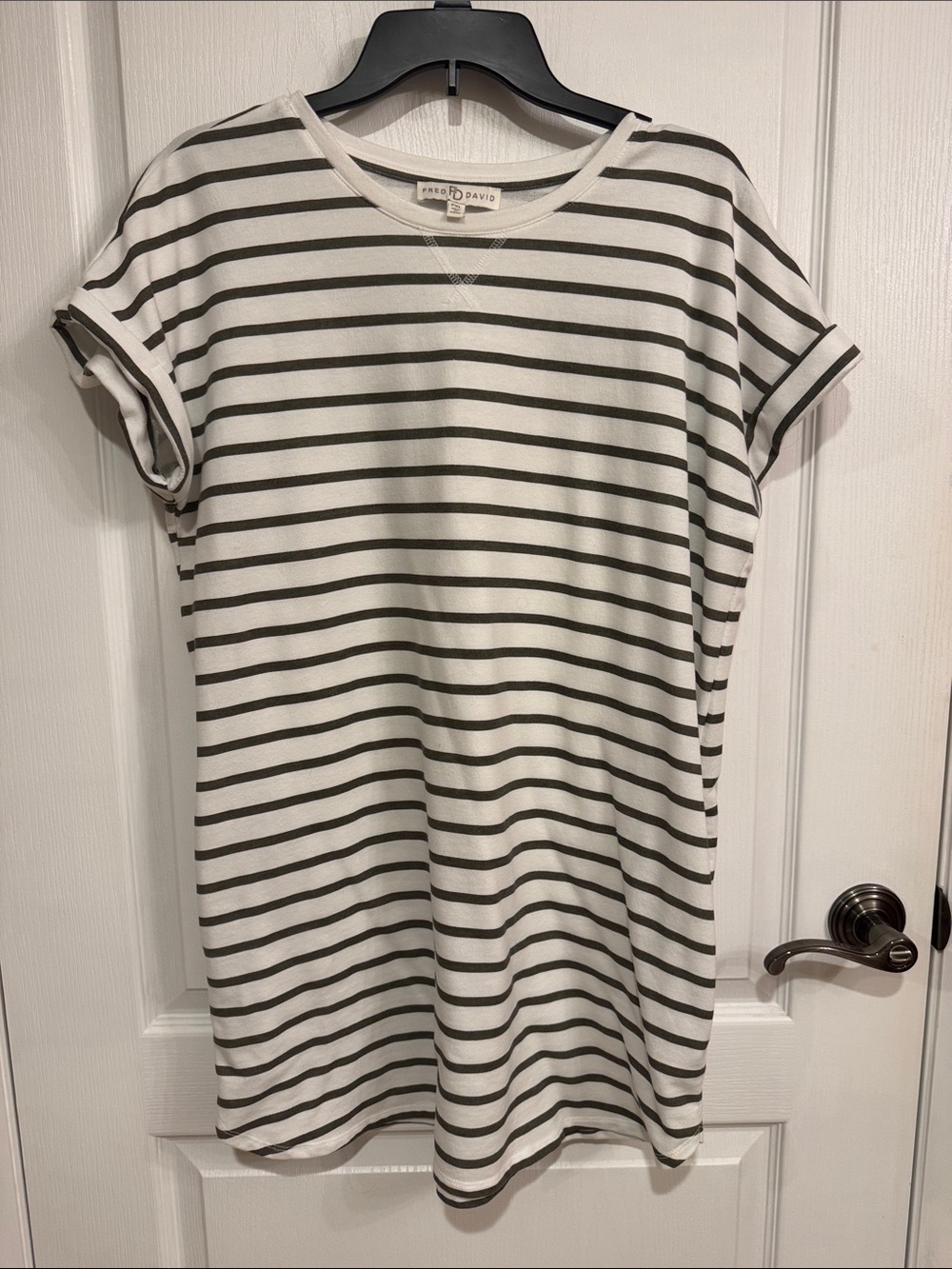 Fred David White and Olive Striped Mini Dress